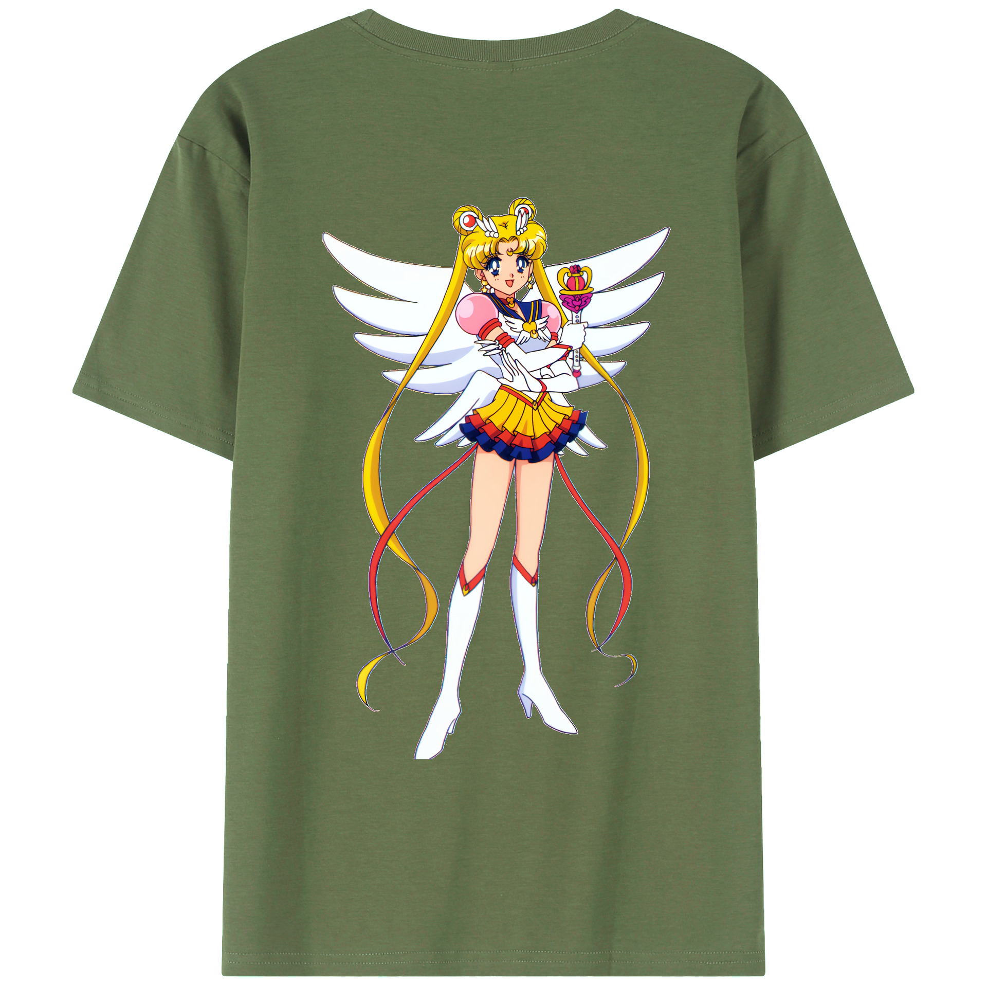 （画像用） 美少女戦士セーラームーン 月野 うさぎ つきの うさぎ Sailor Moon Tsukino Usagi 綿100％ メンズ半袖Tシャツ（バックプリント） 通気性